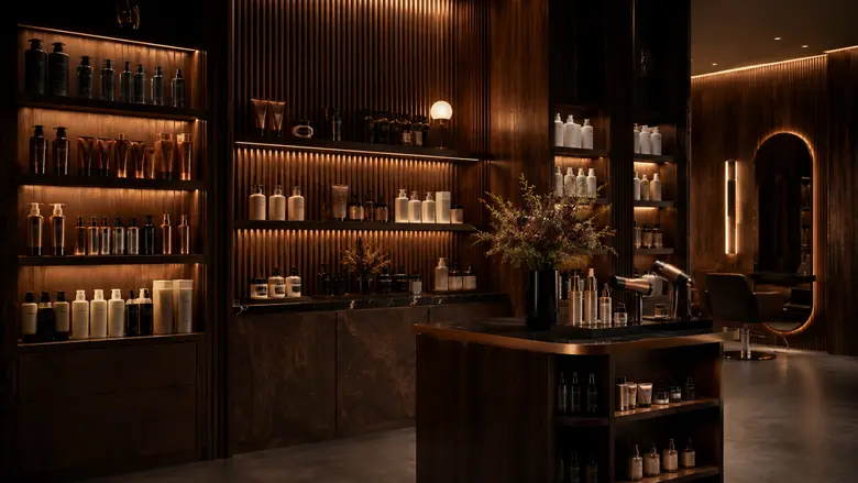 Produktwand im Salon